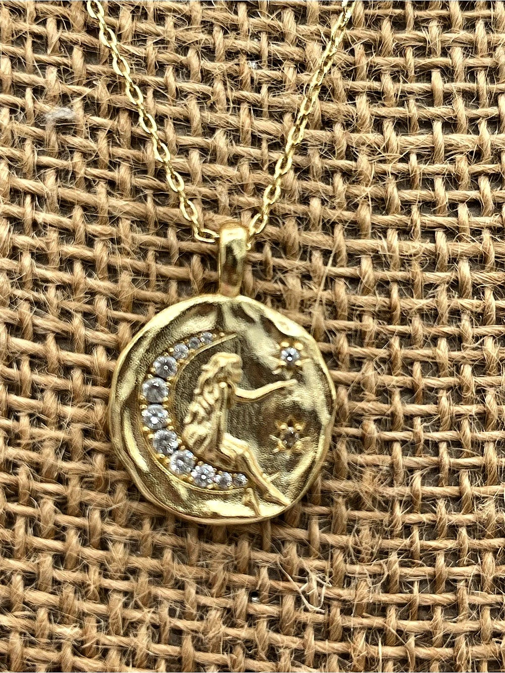 Gold Plated Engraved Hammered Coin Pendant Necklace/Bohemian Pendant Necklace